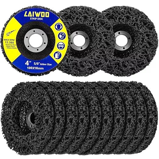 10 Pack Strip Disc Wheel for Angle Grinders Stripping Wheel, Paint Stripping Disc, Poly Abrasive Wheel for Metal Rust Welds, Oxidation, Paint Remover (4'' x 5/8''-Purple+Blue)