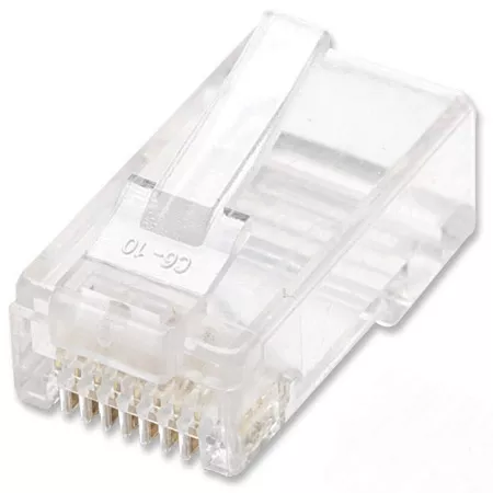 100-Pack Cat6 RJ45 Modular Plugs UTP, 2-prong, for stranded wire, 100 plugs in jar