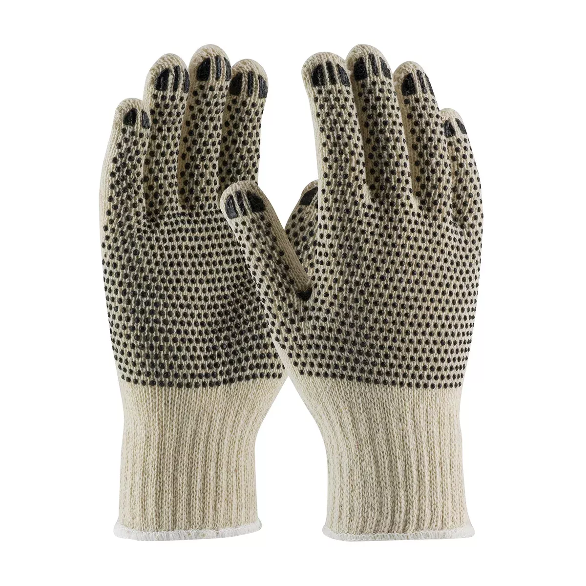 12 PACK LARGE PIP Regular Weight Seamless Knit Cotton/Polyester Glove with PVC Dotted Grip - Double-Sided