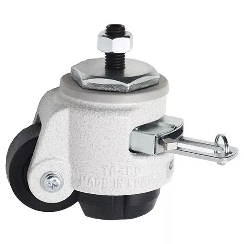 2' Retractable Leveling Caster with Ratcheting and Stemless | Nylon Wheel and NBR Pad | Ivory Color | 550 LBS Load Capacity | Single Caster