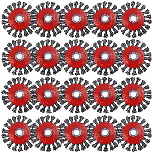 20 Pack 4 Inch Wire Wheels for Angle Grinder, Wire Brush for 4 1/2 Angle Grinder, Twist Knotted Carbon Steel Wire Wheel with 5/8" Thread Arbor for Removing Rust