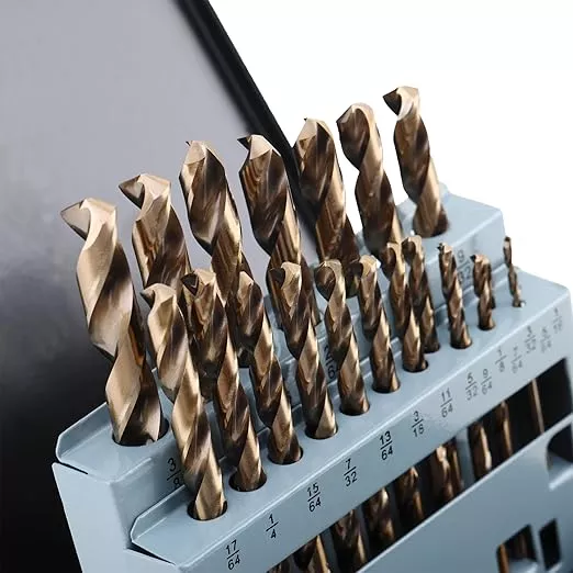 21Pcs M35 Cobalt Drill Bit Set 1/16"-3/8", 135 Degree Tip HSS with Storage Case, Twist Jobber Drill Bit Kit for Cast Iron, Hard Metal, Stainless Steel, Plastic and Wood