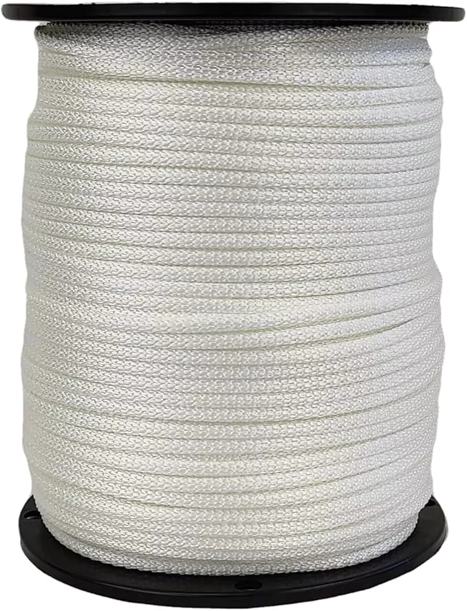 3/16 inch White Dacron Polyester Rope - 500 Foot Spool | Solid Braid - Industrial Grade - High UV and Abrasion Resistance - Low Stretch