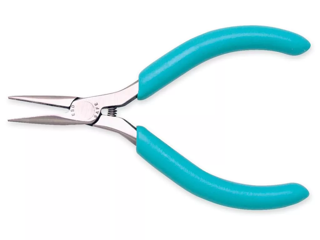 4"ESD Safe Serrated Jaws Fine Point Subminiature Needle Nose Plier, 4", Bagged