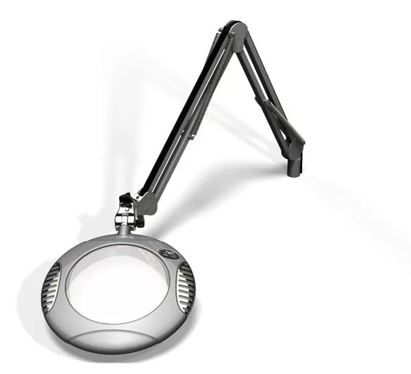 7.5" Round Green-Lite LED Magnifier - 4 Diop (2X) - Weighted Base - 43" Reach - Silver