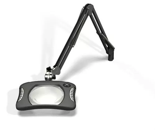7" x 5.25" Rectangle Green-Lite ESD Safe Magnifier - Screw Down - 43" Reach - Charcoal Mist