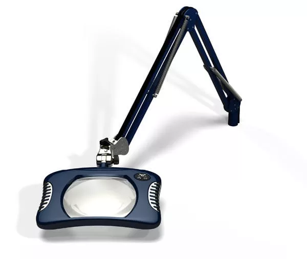 7" x 5.25" Rectangle Green-Lite ESD Safe Magnifier - Screw Down - 43" Reach - Spectre Blue
