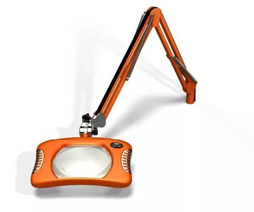 7" x 5.25" Rectangle Green-Lite ESD Safe Magnifier - Table Edge Clamp - 43" Reach - Brilliant Orange
