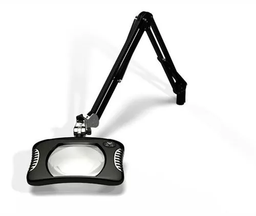7" x 5.25" Rectangle Green-Lite ESD Safe Magnifier - Table Edge Clamp - 43" Reach - Carbon Black