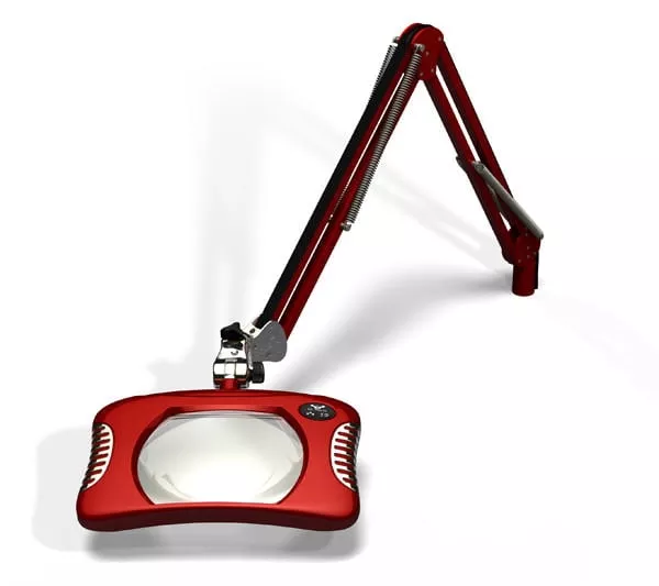 7"x 5.25" Rectangle Green-Lite ESD Safe Magnifier - Weighted Base - 43" Reach - Blaze Red