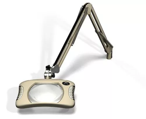 7"x 5.25" Rectangle Green-Lite ESD Safe Magnifier - Weighted Base - 43" Reach - Shadow White