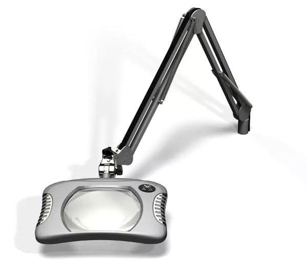 7"x 5.25" Rectangle Green-Lite ESD Safe Magnifier - Weighted Base - 43" Reach - Silver