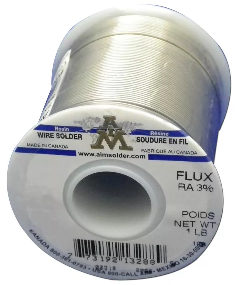 AIM Solder SN63/37 .015" 3% RA Flux, Wire Solder 1/2 lb Spool