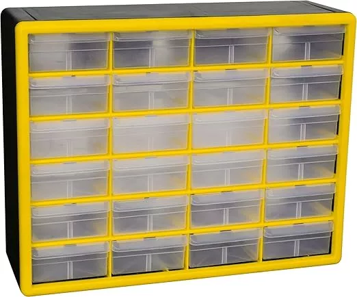 Akro-Mils 24-Drawer Plastic Drawer Storage Cabinet for Garage Organization, Bead Organizer, Building Bricks Storage, Teacher Toolbox, Makeup Organizer, 20-Inch W x 6-Inch D x 16-Inch H, 10124 White