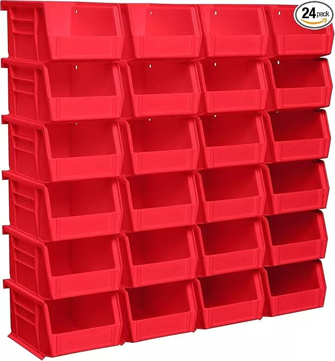 Akro-Mils 30210 AkroBins Plastic Storage Bins, Space-Saving Stackable Bins for Garage, Pantry, Craft Organization, 5-Inch x 4-Inch x 3-Inch, Green, 24-Pack