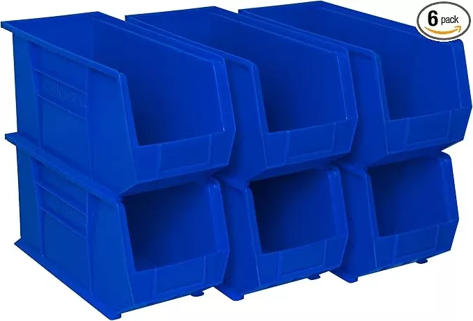 Akro-Mils 30265 AkroBins Plastic Storage Bins, Space-Saving Stackable Bins for Garage, Pantry, Craft Organization, 18-Inch x 8.25-Inch x 9-Inch, Green, 6-Pack