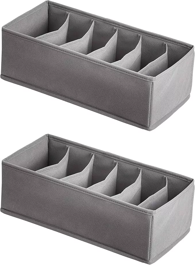 Amazon Basics Underwear Dresser Drawer Organizers, Pack of 2, Gray