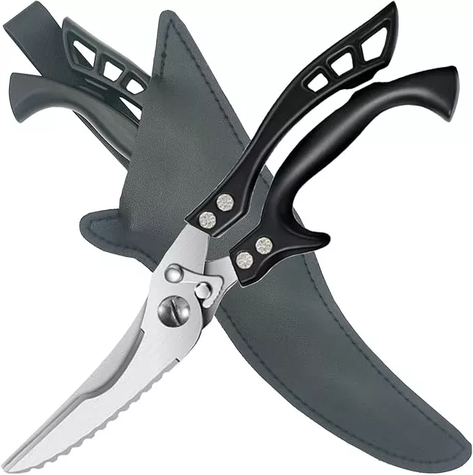 ANDONG Heavy Duty Kitchen Scissors, Professional Poultry Shears, Cooking Utensils, Black