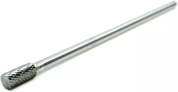 Benchmark Abrasives 6” Cylindrical Shape End Cut Premium Tungsten Carbide Double Cut Rotary Burr, 1/4" Shaft for Metalwork Woodworking Deburring Shaping Carving on Fiberglass Plastic Copper