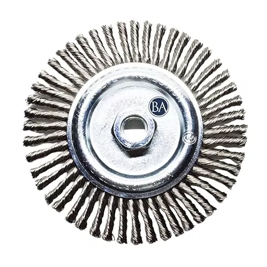 Benchmark Abrasives 6" x 1/4" Stringer Bead Wire Wheel with 5/8"-11 Thread, for Weld Cleaning, Weld Spatter Removal, Stripping, Deburring, Use with Angle Grinders - (6" x 1/4", Stainless) (Stainless)