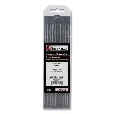 Best Welds 2% Ceriated Ground Tungsten Electrode, 3/32" x 7", 10 Pack 3327GC2