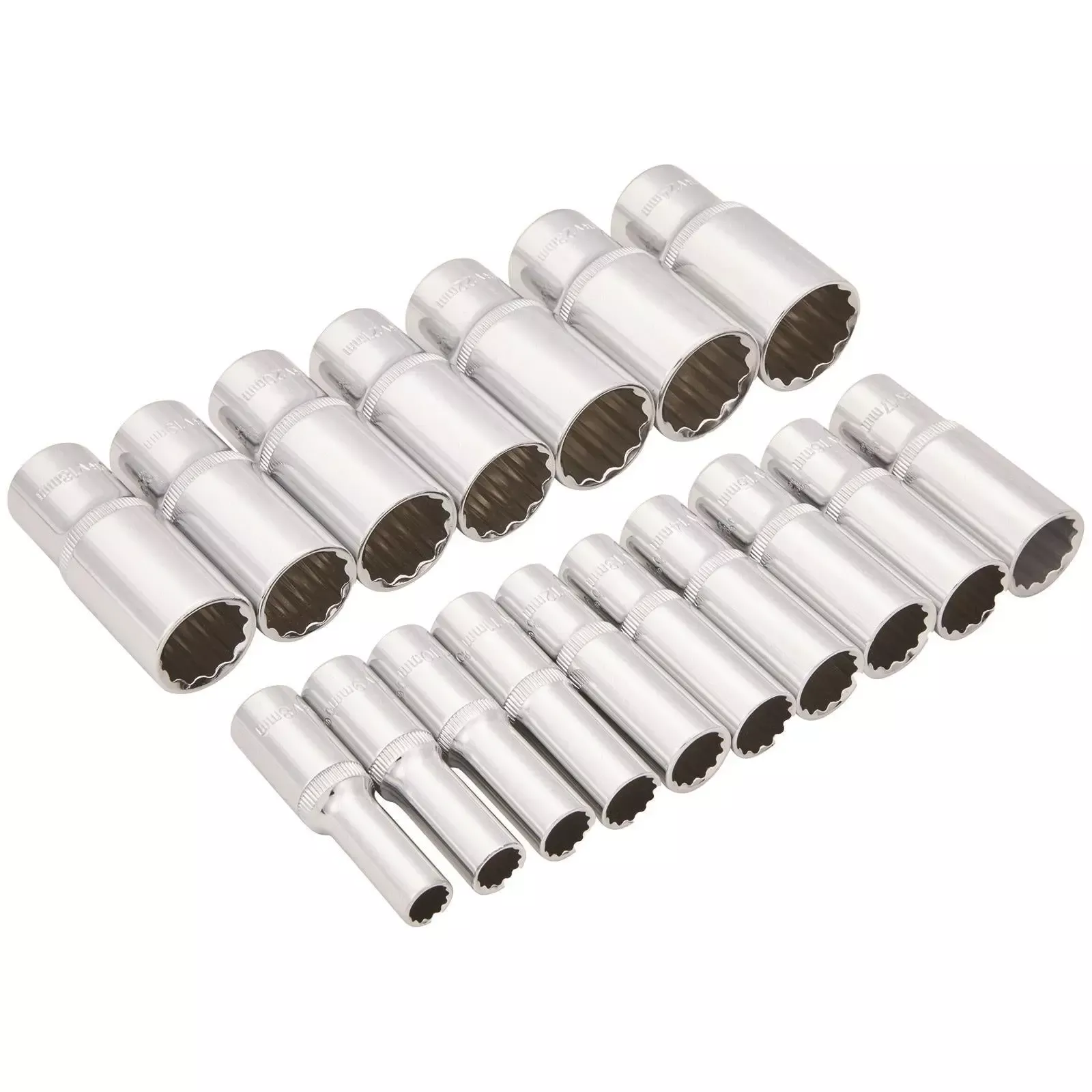 BlueSpot Deep Socket Set on Socket Rail 17 Piece 3/8" Drive Metric 8-24mm