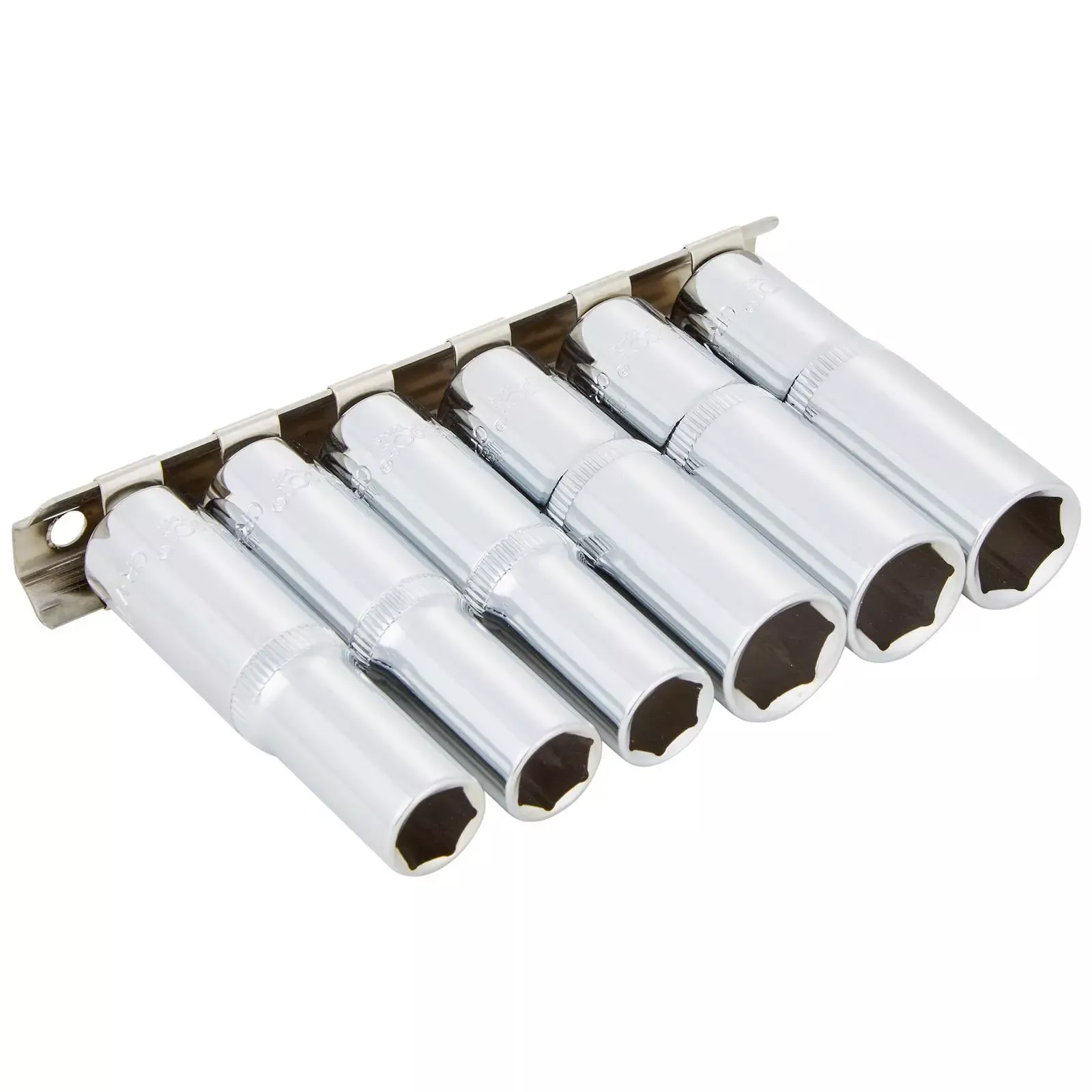 BlueSpot Deep Socket Set on Socket Rail 6 Piece 3/8" Drive Metric 10 and 13mm