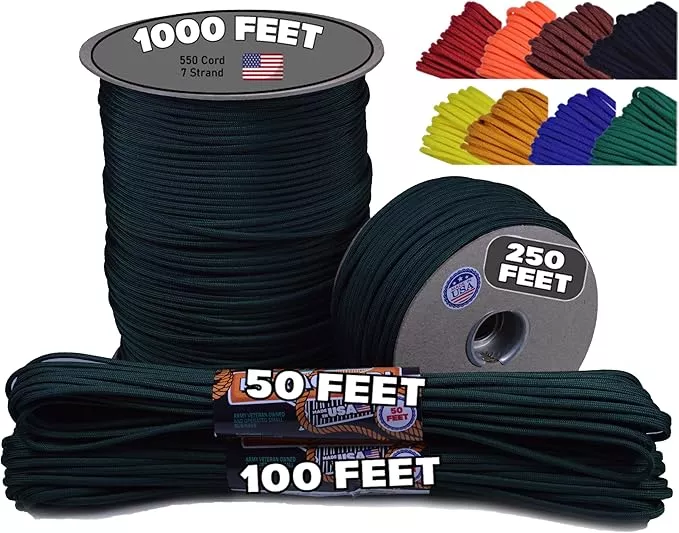 BORED? PARACORD! 550 lb Paracord - Ideal for Crafting, Camping, DIY Projects, Active & Military Outdoors - Strong Survival Rope - Tactical Parachute Cord Type III - Fuchsia 100 Feet
