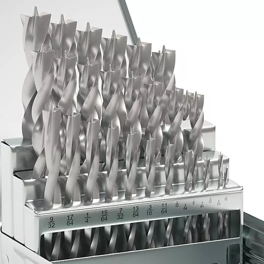 Brad Point Wood Drill Bit Set, 29Pcs HSS Drill Bit Set with Double Flutes Design for Carpenter Woodworking and All Types of Wood (1/16" - 1/2")