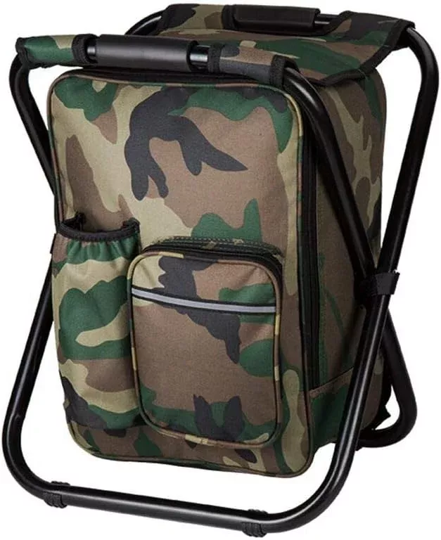 Bright starl Multifunction Folding Cooler and Stool Backpack, Hiking Camouflage Seat Table Bag Camping Gear for Outdoor Indoor Fishing Travel Beach