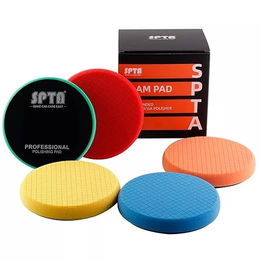 Buffing Sponge Pads, SPTA 5Pcs 6.5 Inch Face for 6 Inch 150mm Backing Plate Compound, Cutting Polishing Pad Kit for Car Buffer Polisher Compounding, Polishing and Waxing -SQMIX65