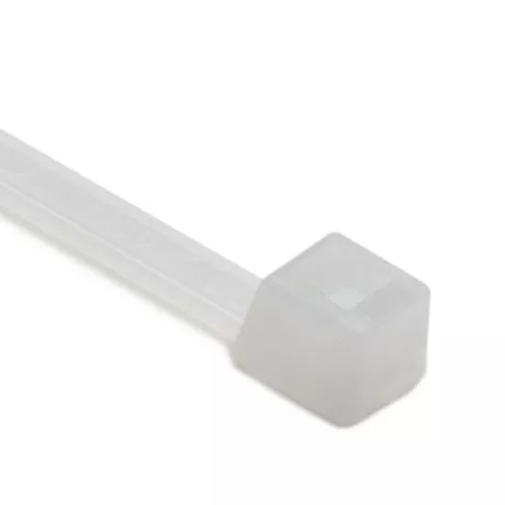 Cable Tie, 8" Long, UL Rated, 40lb Tensile Strength, PA66, Natural, 100/pkg