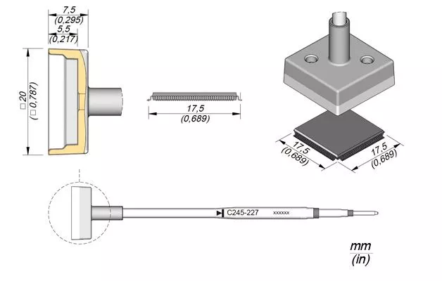 Cartridge QFP 17.5 x 17.5 T245 Soldering Tip