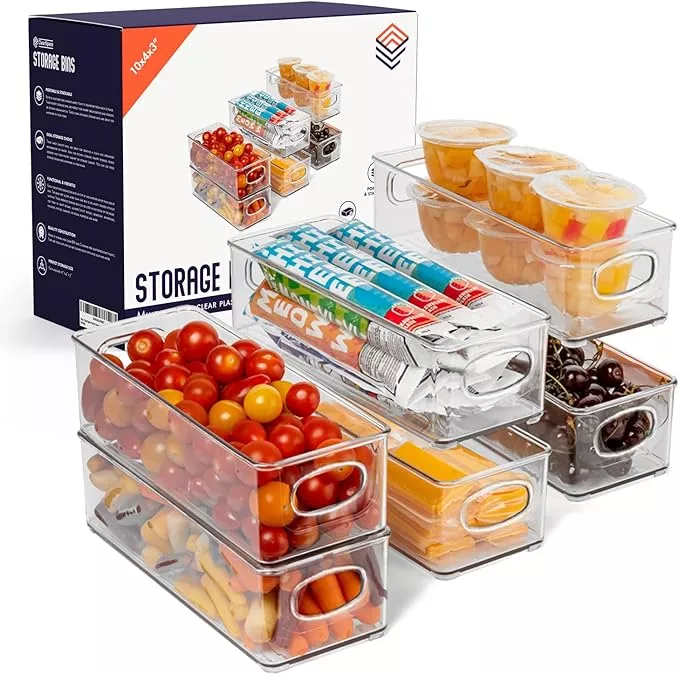 ClearSpace Plastic Pantry Organization and Food Storage Bin – Great Kitchen Organization and Kitchen Storage – Fridge Organizer Bins– 8 Pack
