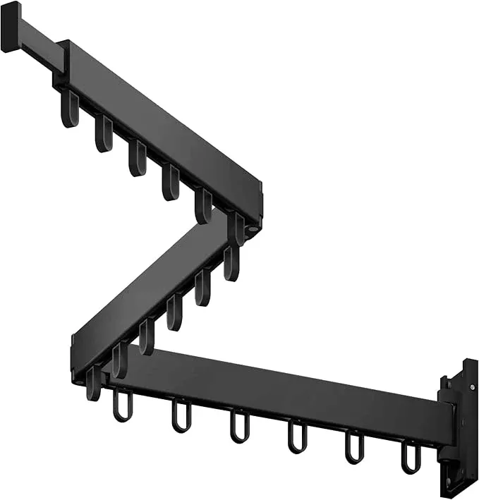 Clothes Drying Rack,Laundry Drying Rack,Clothes Rack Wall Mount,Wall Mounted Clothes Hanger Rack,Laundry Rack Folding,Retractable Clothing Rack,Collapsible Clothes Hanging Rack(Loop,Black)