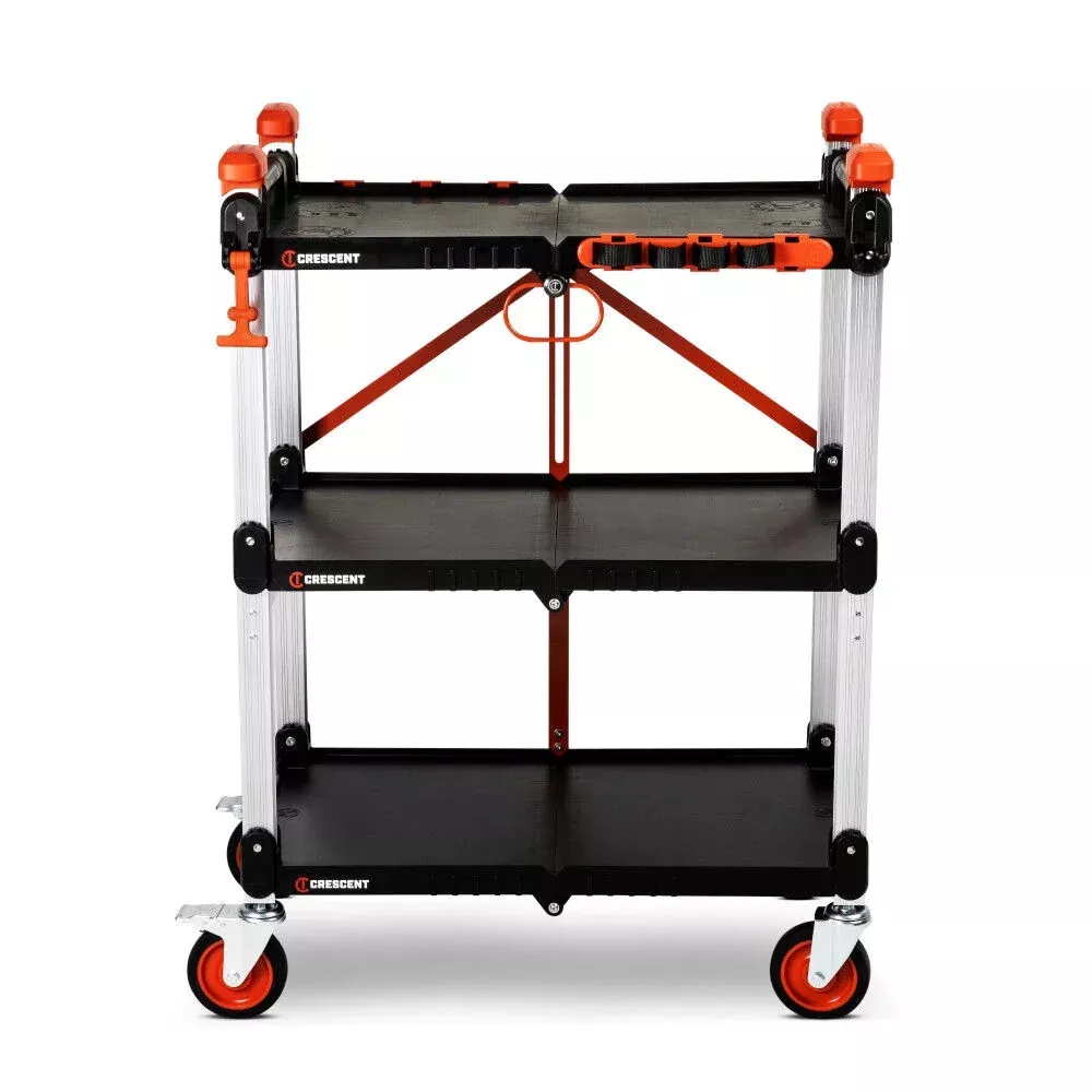 Crescent SITERUNNER 3 Shelf Folding Jobsite Cart F3SCBL