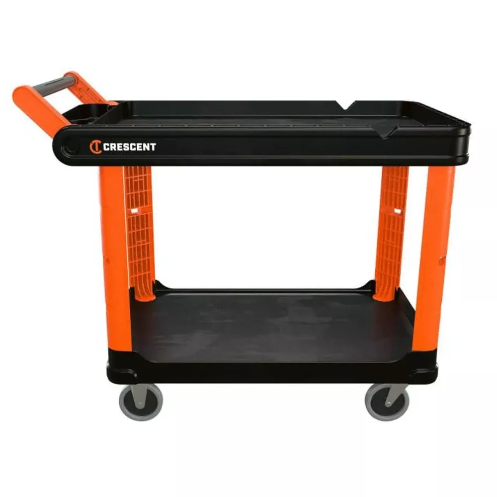 Crescent Tools RAILWORKS 2 Shelf Industrial Utility Cart with 5" Hard Casters IUC2SCBM