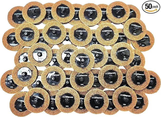 DENCO DISTRIBUTING, INC. Denco Surface Prep Conditioning Disc - Coarse - Brown - 2 Inch and 3 Inch - Pack of 50 - Abrasive Quick Change Disc Twist to Lock Superior Life (2 Inch)
