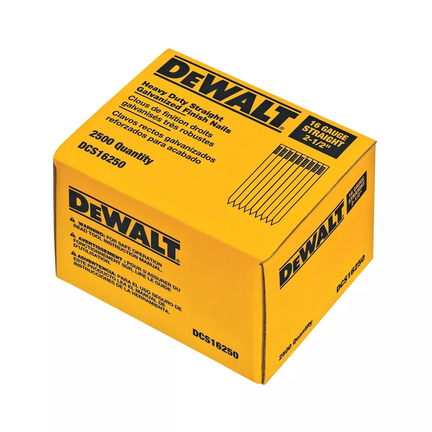 DeWalt 2-1/2" x 16-Gauge Plastic Collated Straight Finish Nails (2500-Pack) DCS16250