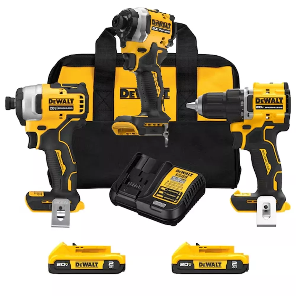 DeWalt 20V MAX* Brushless Compact Drill/Driver, Impact Driver and Brushless Cordless 3-Speed 1/4" Impact Driver Kit DW-DCK225D2-DW-DCF850B