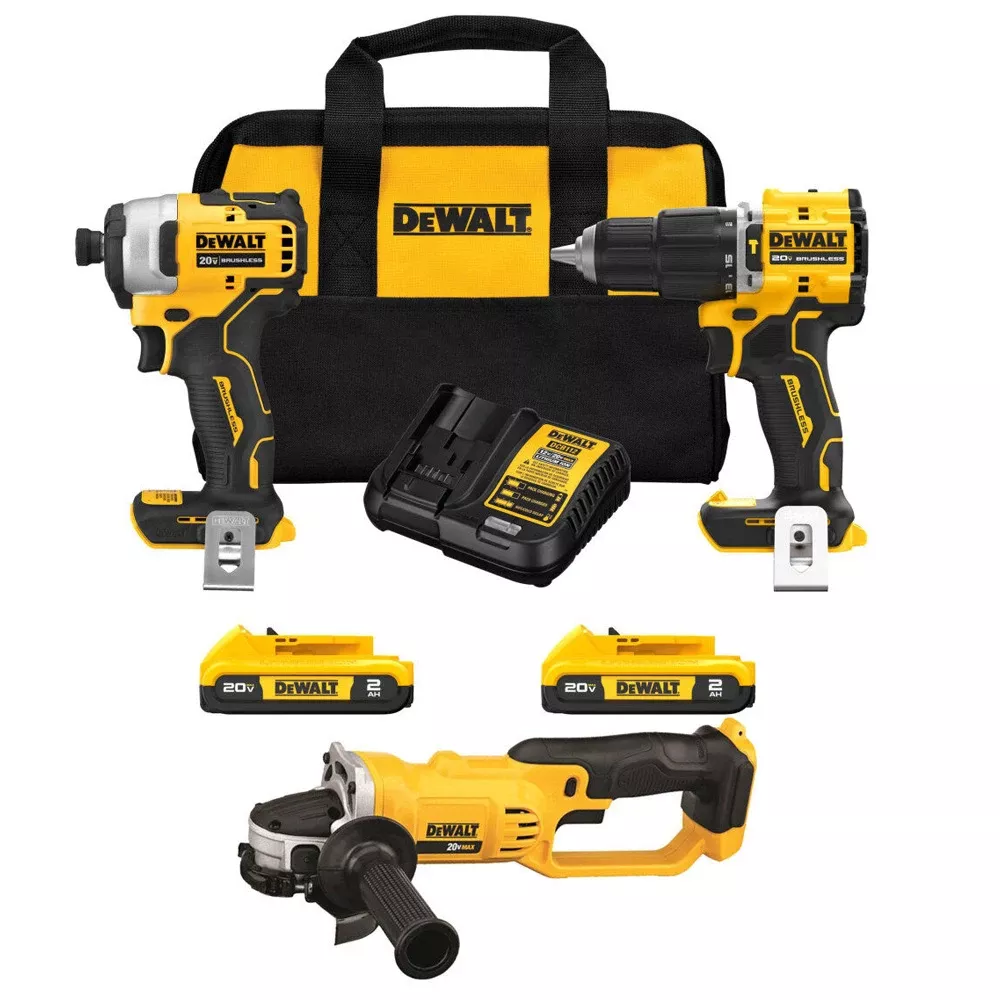 DeWalt 20V MAX Impact Driver, Hammer Drill & Cut-Off Tool 3 Tool Combo Kit DW-DCK226D2-DW-DCG412B