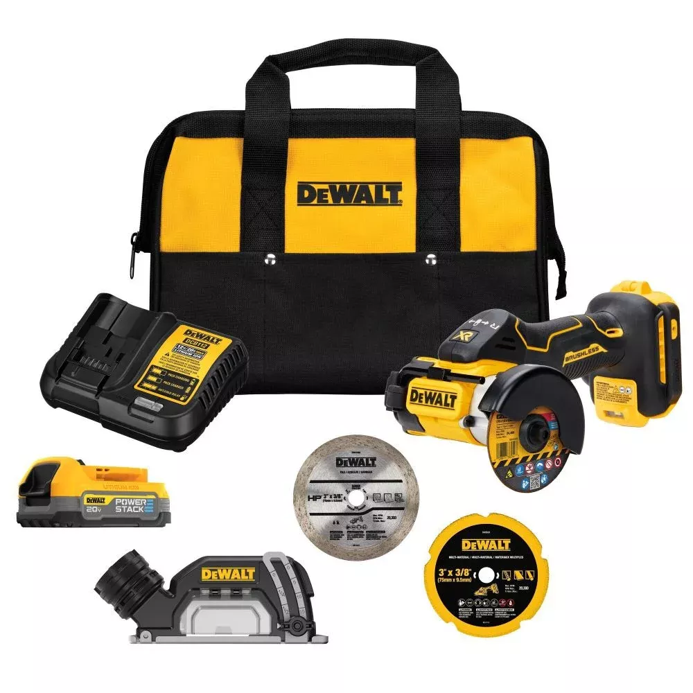 DEWALT 20V MAX XR 3 in. Brushless Cordless Cut-Off Tool Kit with POWERSTACK Battery DCS438E1