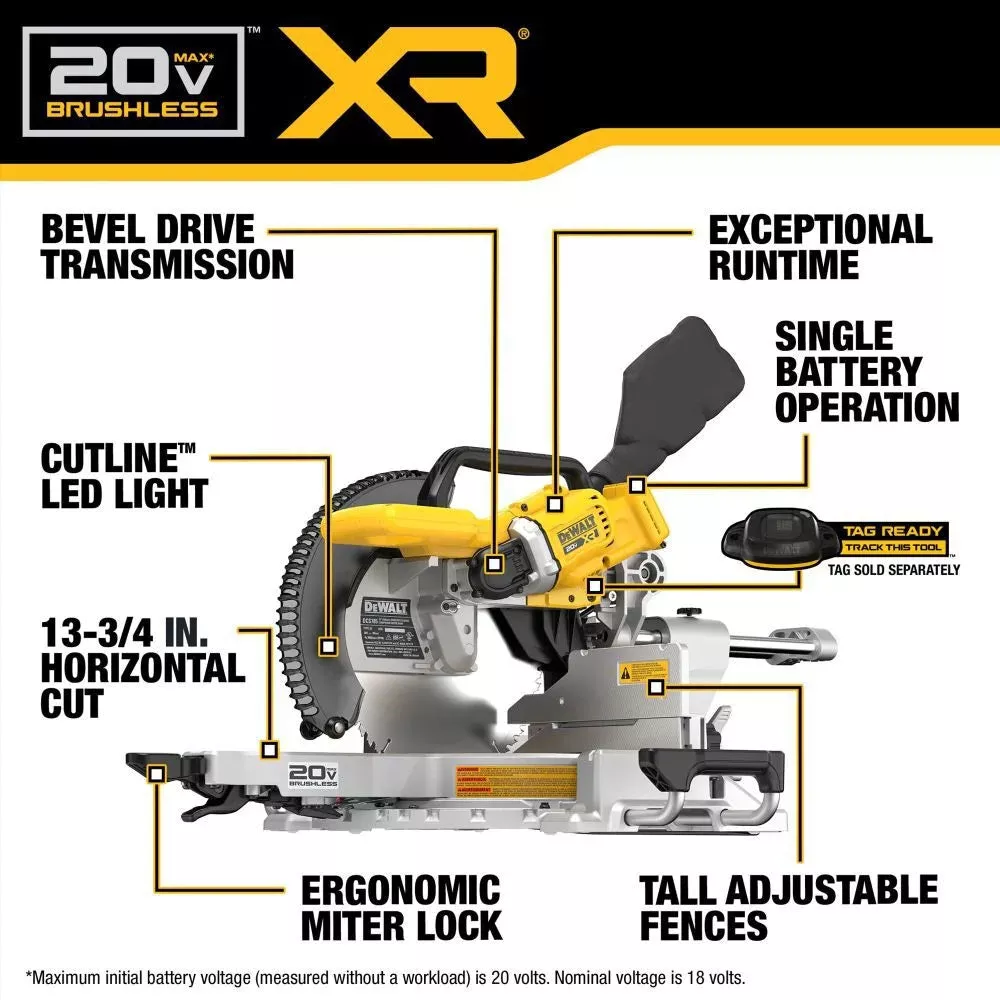 DEWALT 20V MAX XR Brushless 12 in. Double Bevel Sliding Miter Saw - DCS785B