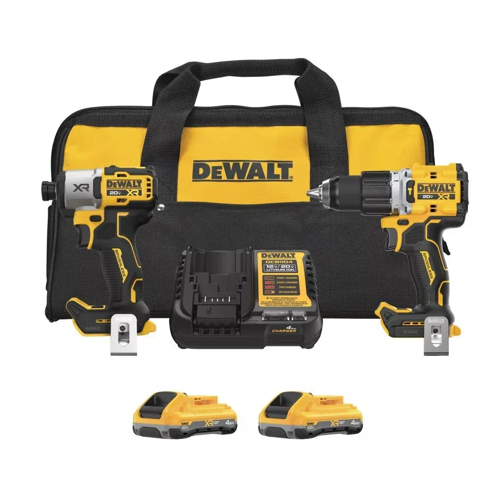 DEWALT 20V MAX XR Hammer Drill & Impact Driver Combo Kit with POWERPACK Batteries, DCK250QQ2