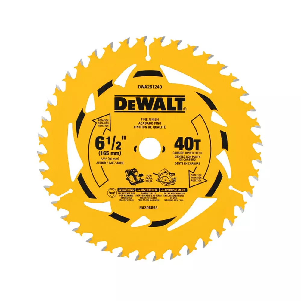 DeWalt 6-1/2" 40T Circular Saw Blade DWA261240