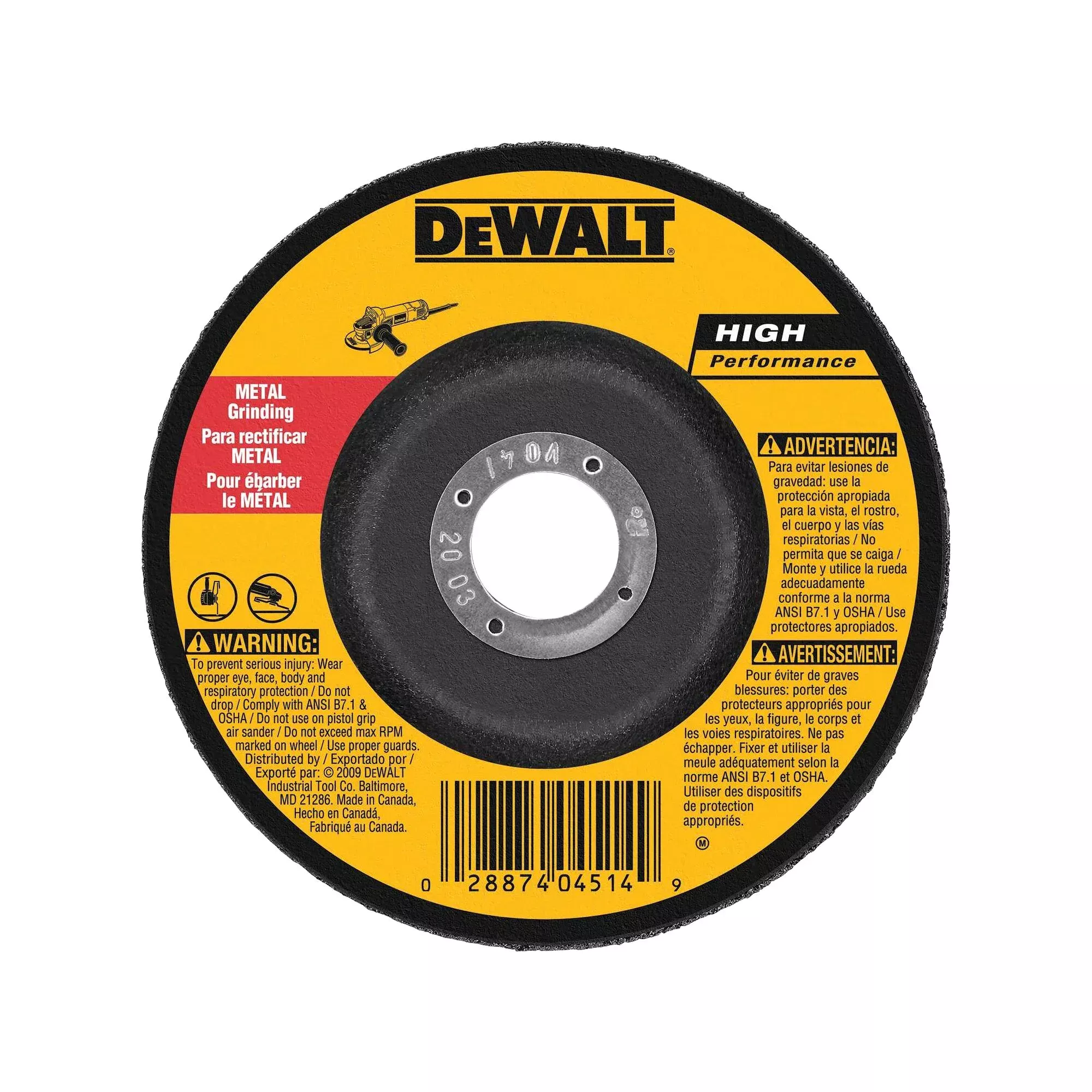 DeWalt 6" x 1/4" x 7/8" Grinding Wheel Metal General Purpose DW4624