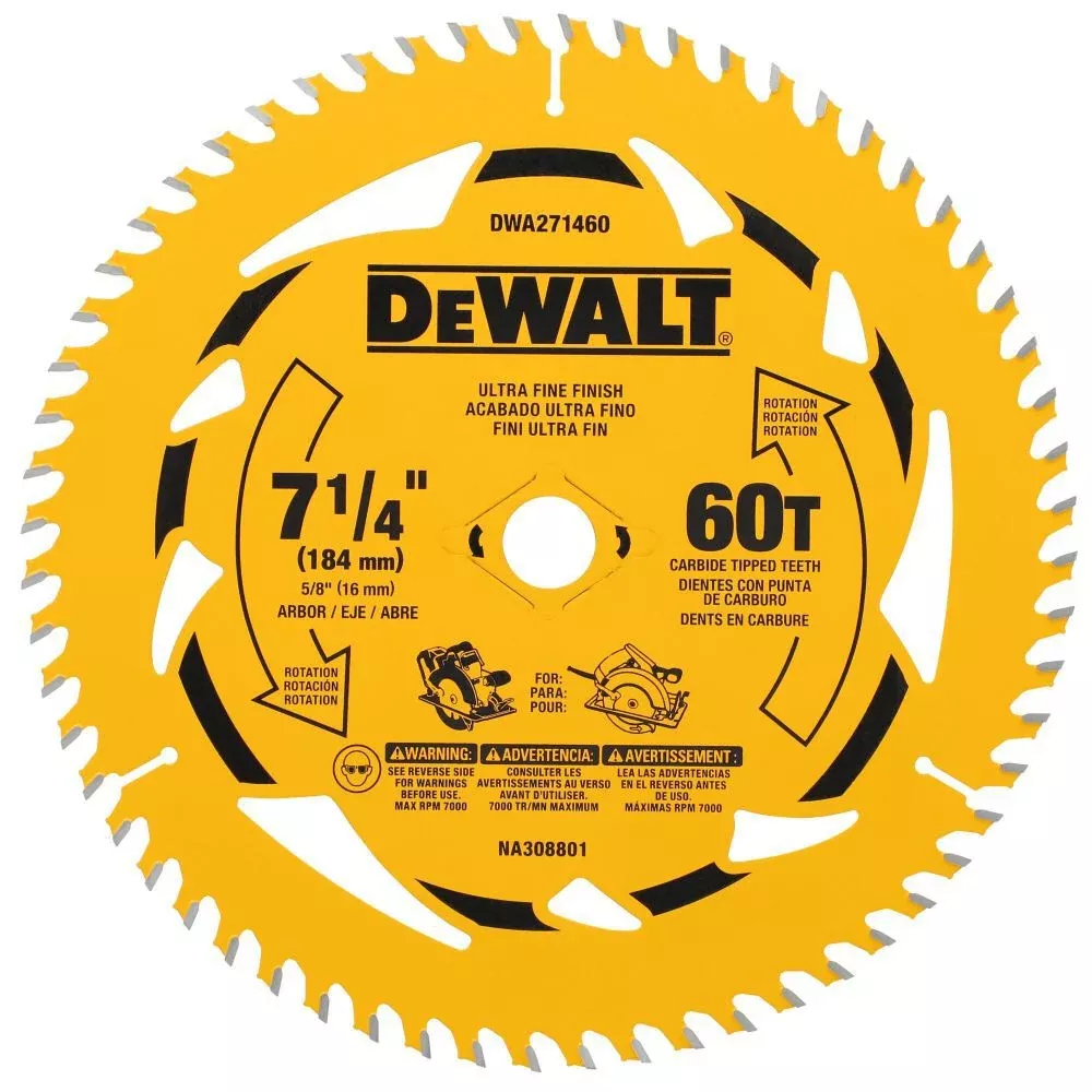 DEWALT 7-1/4" 60T Circular Saw Blade | Ultimate Finish DWA271460