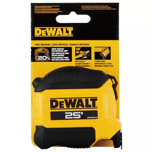 DEWALT ATOMIC 25ft Compact Tape Measure with 13ft Max Reach - DWHT38125S