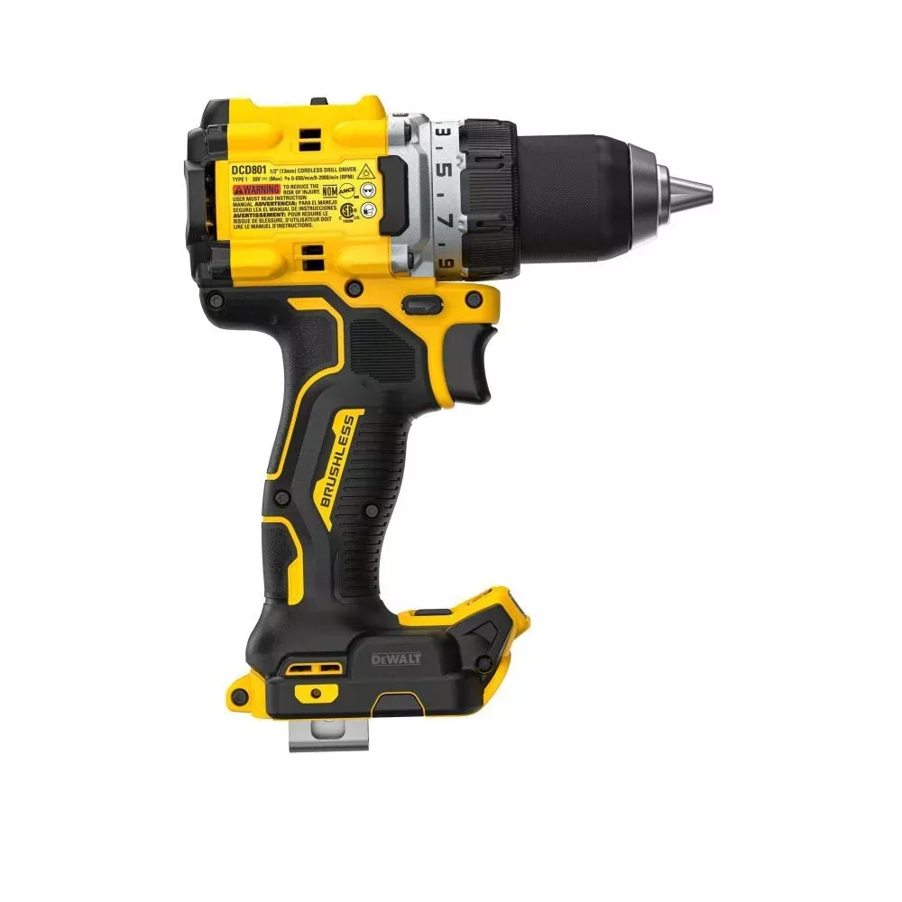 DEWALT DCD801B 20V MAX XR Brushless 1/2in. Drill/Driver (Tool Only)