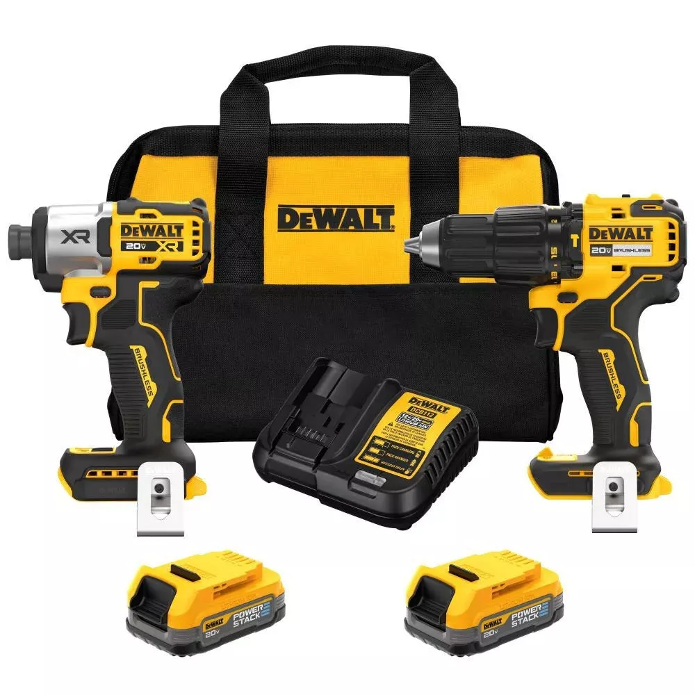 DEWALT DCK228E2 20V MAX* Brushless Hammer Drill & Impact Driver POWERSTACK Combo Kit